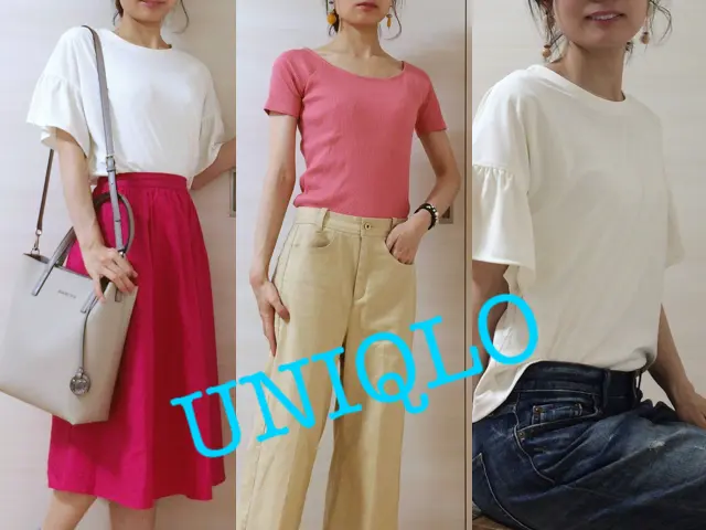 即使える【ユニクロ】ON・OFFコーデ!《フリル袖白ブラウス》と《リブバレエネックTピンク》で実践!_1