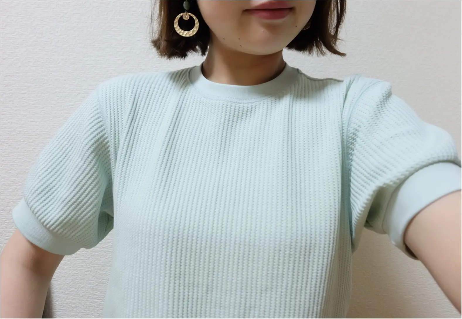 【UNIQLO】腕が細く見えるワッフルTのヒミツ♡¥1500で着痩せしちゃおう♡コーデ組みあり☝︎_1