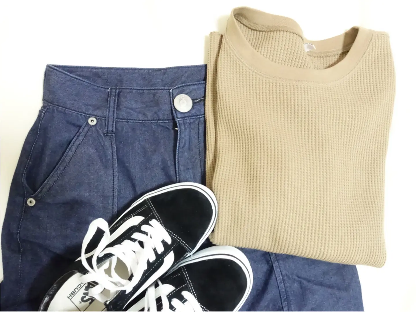 【UNIQLO】大人気のワッフルクルーネックT《着まわし3days》_2