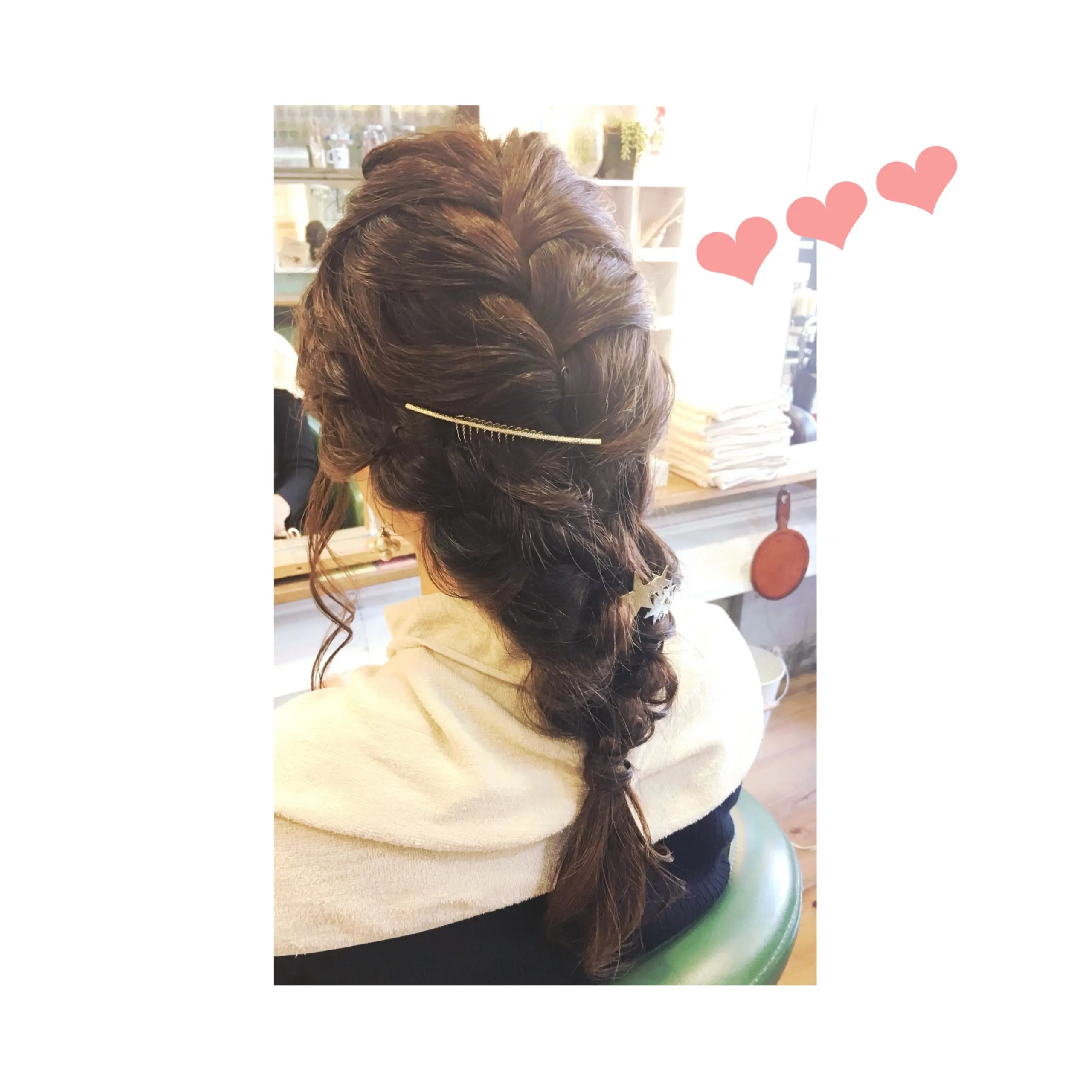 《結婚式・二次会パーティ向けロングヘアアレンジ★》【ダウン編み込み】スタイルに初挑戦しました❤️_3