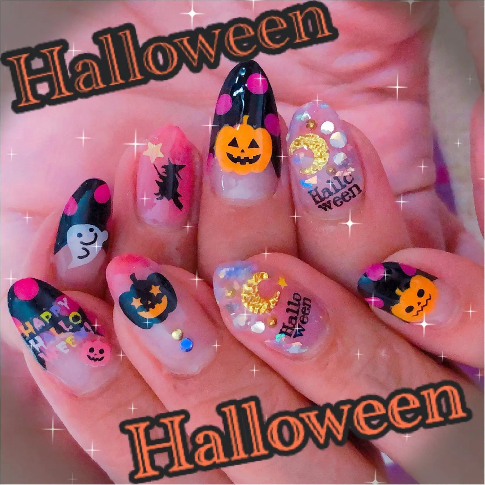 Halloween★NAIL〜10月ですね。季節感たっぷりのネイルにしました(o^冖^o)_4