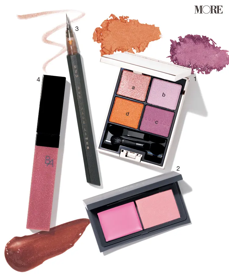 ルナソル アイカラーレーション 13、UZU 38℃ シェードライナー 01、B.A リキッドルージュセラム 03など