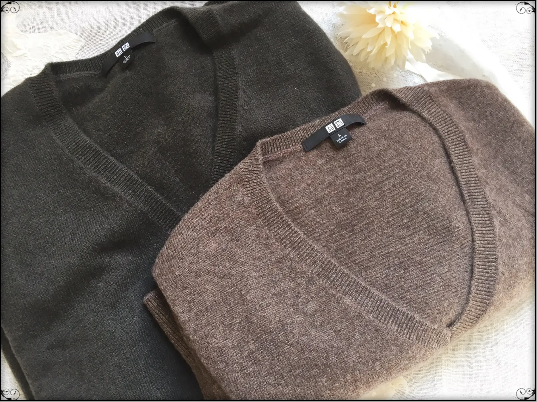 …ஐ 【ユニクロカシミヤVネックセーター】イロチ買いマストの100%カシミヤ素材♥️ふんわり軽くて温かい肌ざわりをこの値段で買えるのはユニクロだけ‼︎ ஐ¨_2
