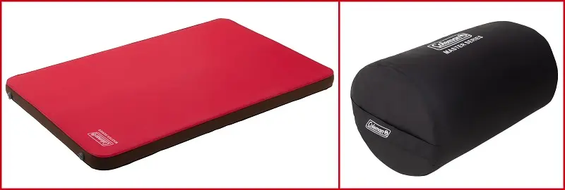 『コールマン』スタッフがおすすめする、秋のキャンプグッズ「コンフォート インフレーターマット ハイピーク/W」と、収納時の様子