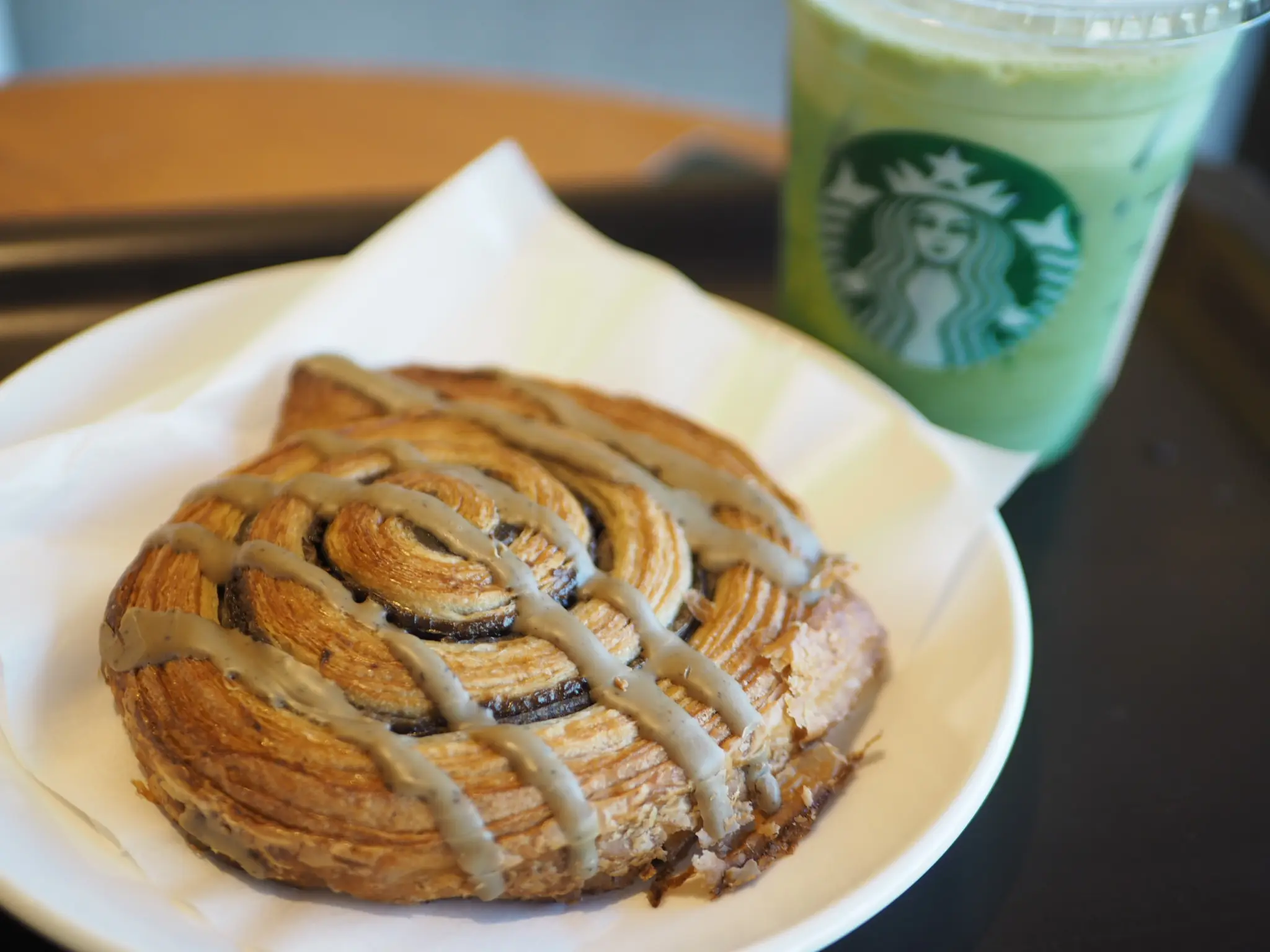 【スタバ新作】夏季限定!アイス抹茶 ティー ラテ×ほうじ茶デニッシュの組み合わせが完璧❃❃❃_5