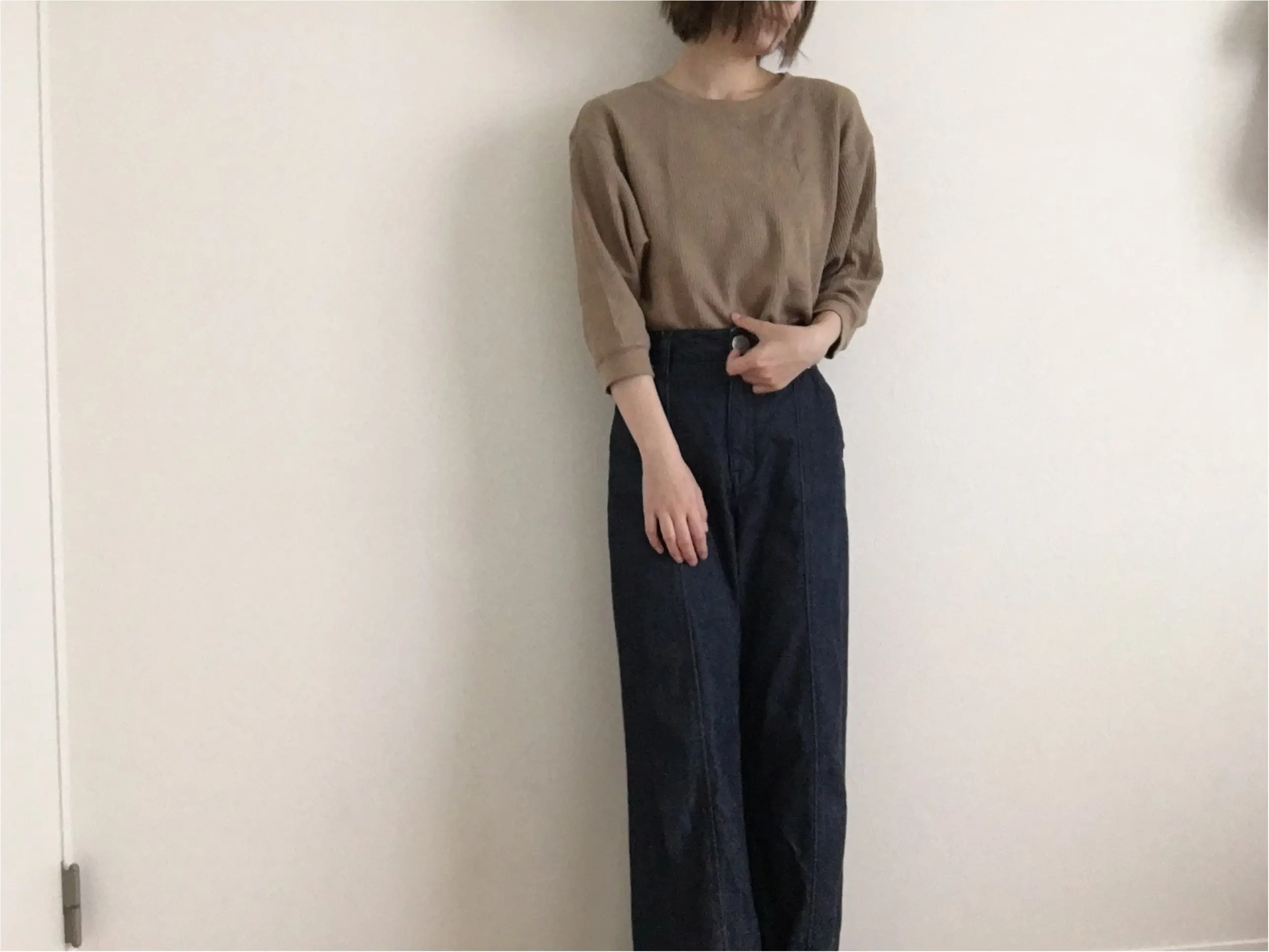【UNIQLO】大人気のワッフルクルーネックT《着まわし3days》_3