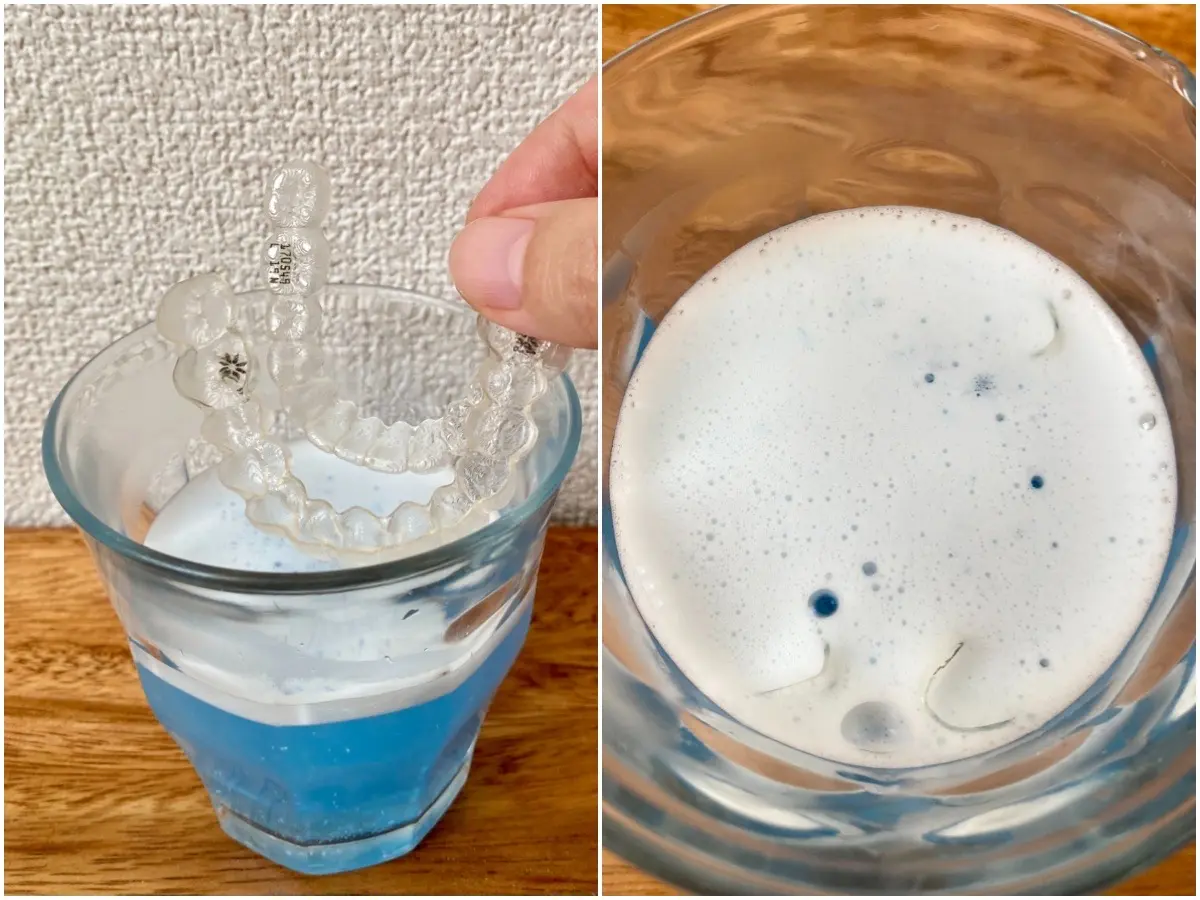 ポリデント「デンタルラボ」のマウスピース・マウスガード・矯正用リテーナー用洗浄剤の使い方