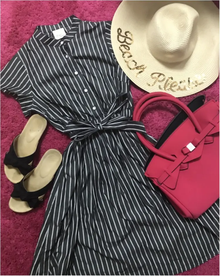 【Fashion】これ1枚でどこへでも♡ストライプシャツワンピコーデ♡_2