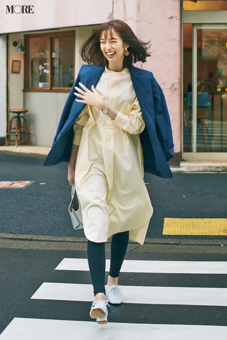 今日のコーデ 佐藤栞里 コーデに迷う週末は楽ちんきれいなシャツワンピースを相棒に ファッション コーディネート 代 Daily More