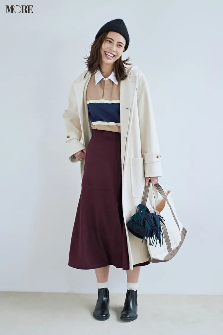白ニットコーデ【2020冬〜春】- 着膨れしない細見えテクニックなど、白い服の最旬レディースコーディネートまとめ_48