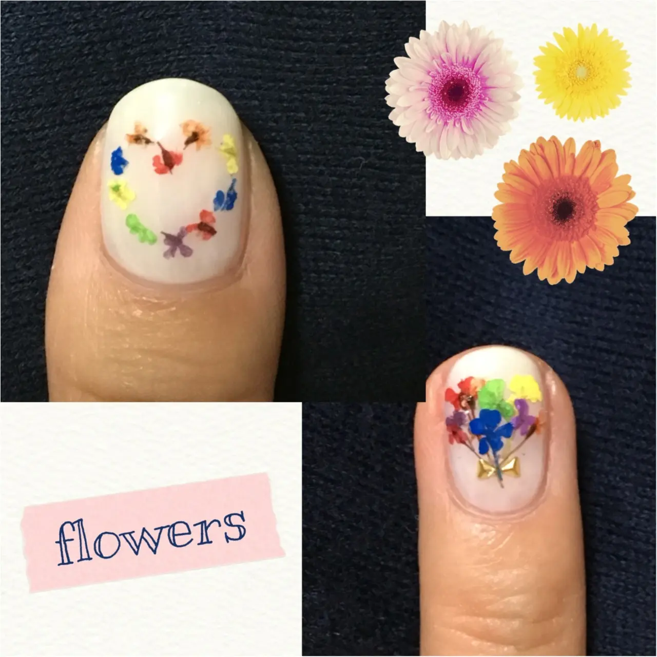 押し花でつくる♡花束ネイルがカラフルかわいい!♡_3