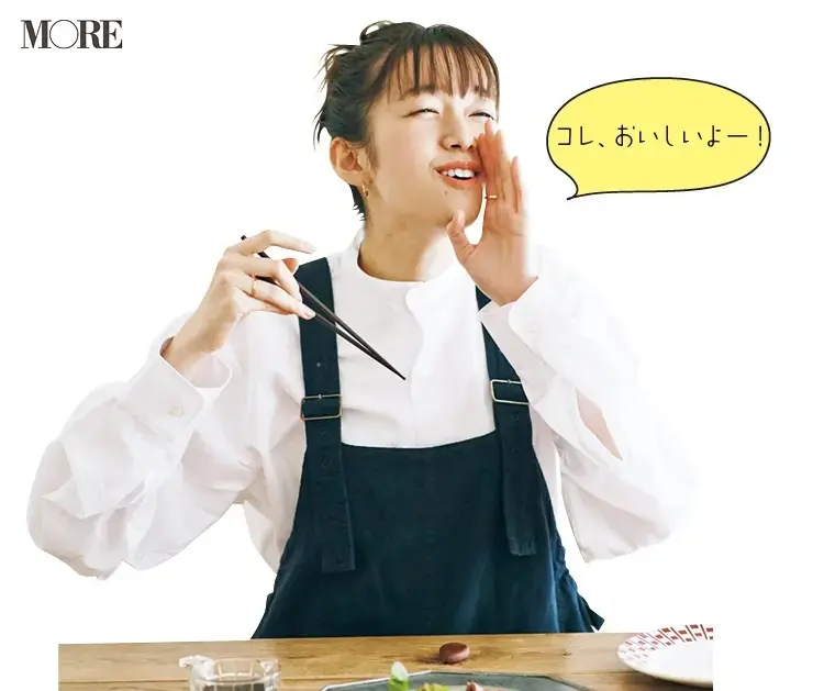 奈良県からお取り寄せした百々福焼を食べる佐藤栞里
