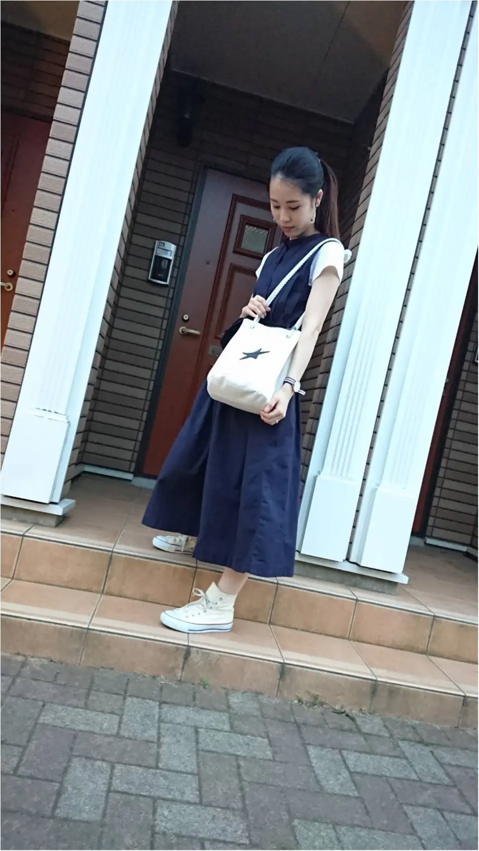 【UNIQLO】クルーネックTシャツと【カーキ】パンツで夏らしく♡_3