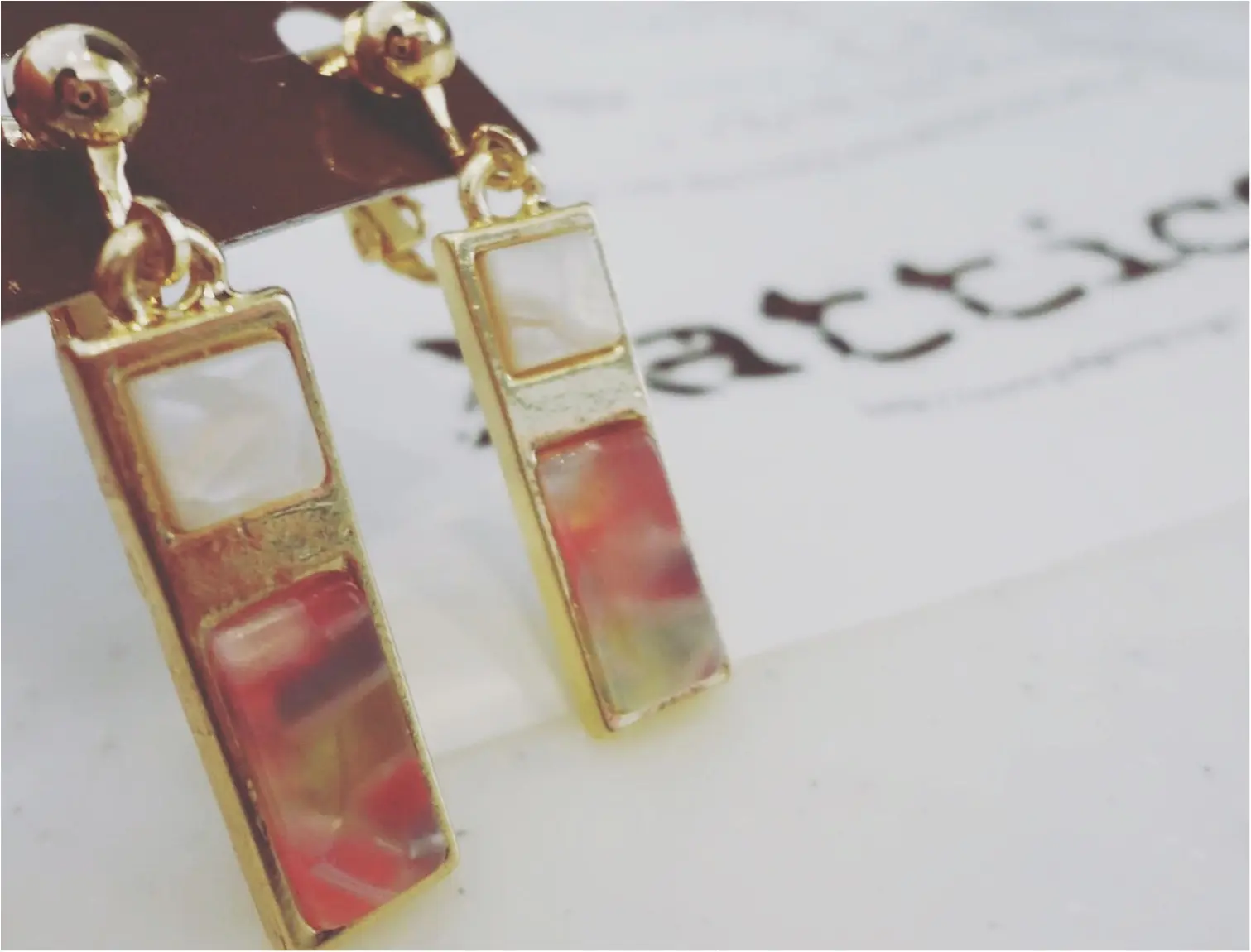 ALL300円✨Latticeの春アクセ♡スカーフ柄ポニー・春カラーアクリルとFlowerガラスドームのイヤリング≪samenyan≫_4