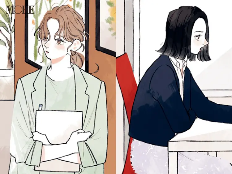 「今、好きな人いるの?」なんて聞けなくて……同僚3人の恋物語『涼しげ寒色服着回し』6日目_1