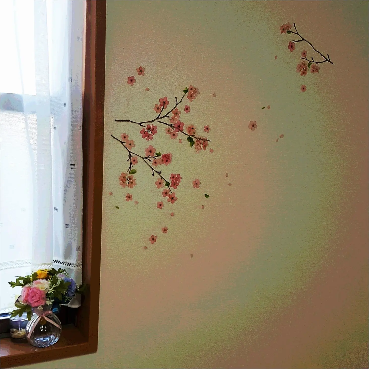 いつでも桜見。。簡単に模様替えできるウォールステッカーが使える!_1