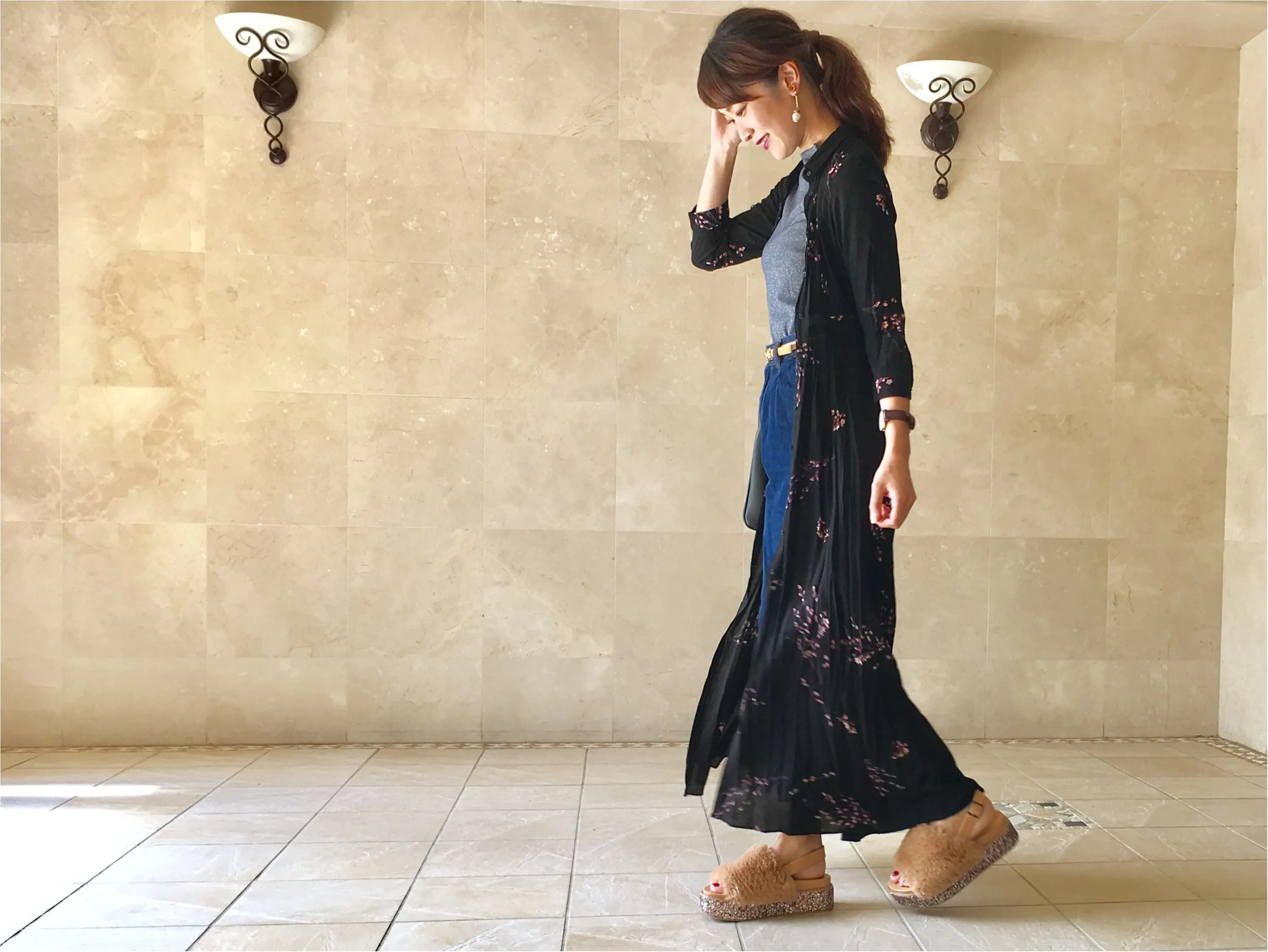 一目惚れアイテムが優秀❤️【mystic】のファーサンダルとセールでgetした【ZARA】のガウンで秋コーデ☻_2