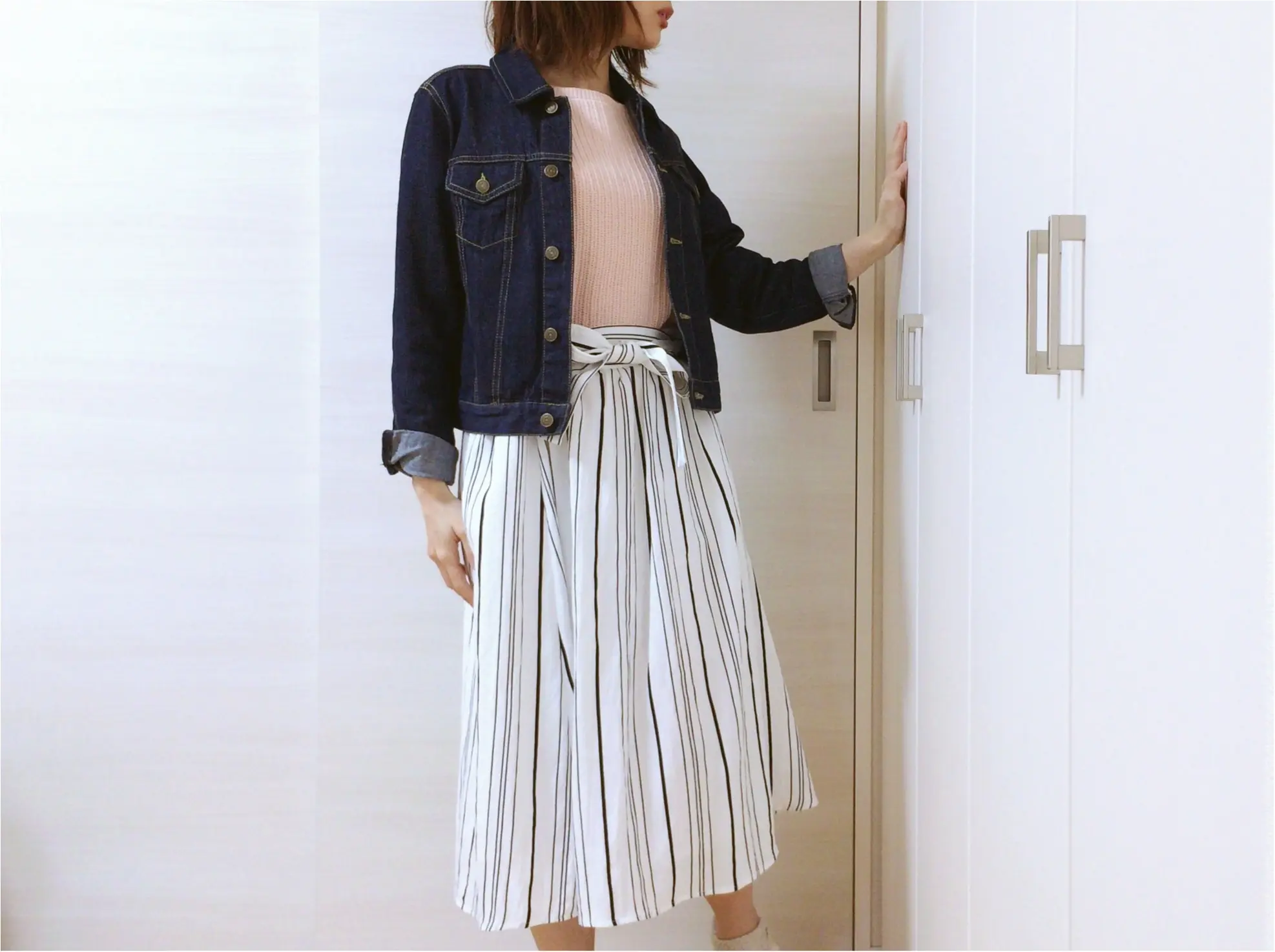 佐藤ありさコラボ服『FlowerDays』流行《ストライプ》リネン風スカートは着回しも着心地も楽チン!_7