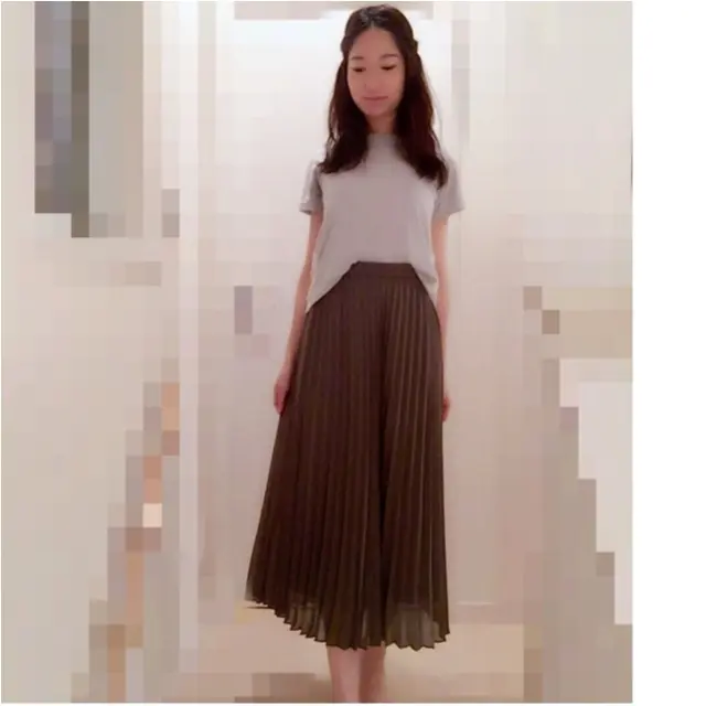 【UNIQLO】美脚になれる!シフォンプリーツスカート(¥1,990)でプチプラコーデ♡UNIQLOのお得情報をリアルタイムにGETする方法も♩≪samenyan≫_4