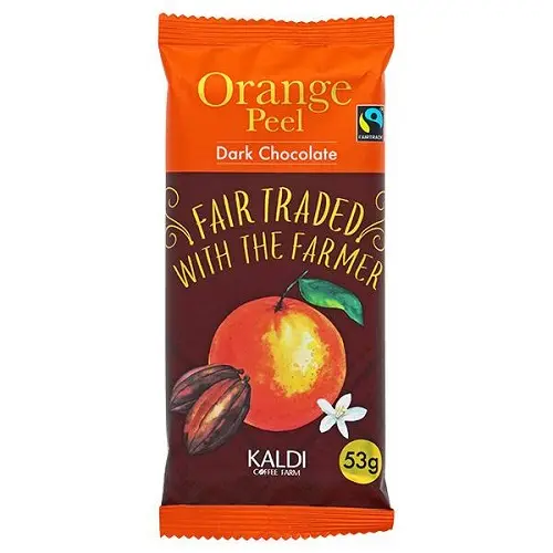 カルディおすすめチョコ「オリジナル フェアトレードチョコレートオレンジピール」