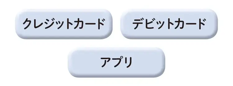 クレジットカード、デビットカード、アプリ