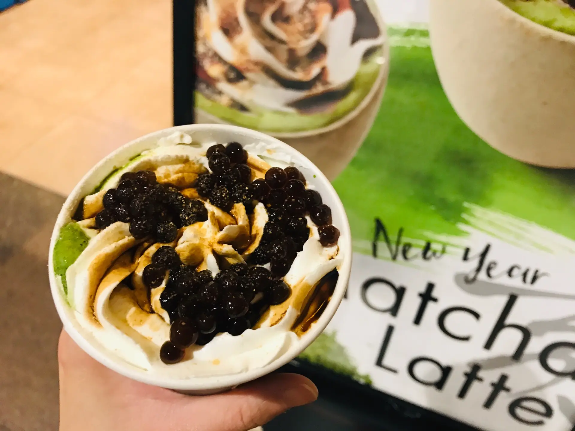 【タリーズ新作】まるでわらび餅!タピオカトッピングもできちゃう《黒蜜きなこ抹茶ラテ》♡_2