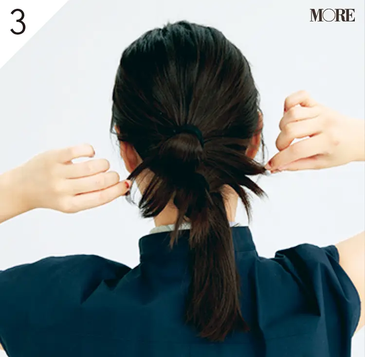 2分で完成、小顔に見えるヘアアレンジ♡ シンプルで簡単なのに華やかな「ラフおだんご」のやり方。ロング、セミロング、ボブの人におすすめ_5