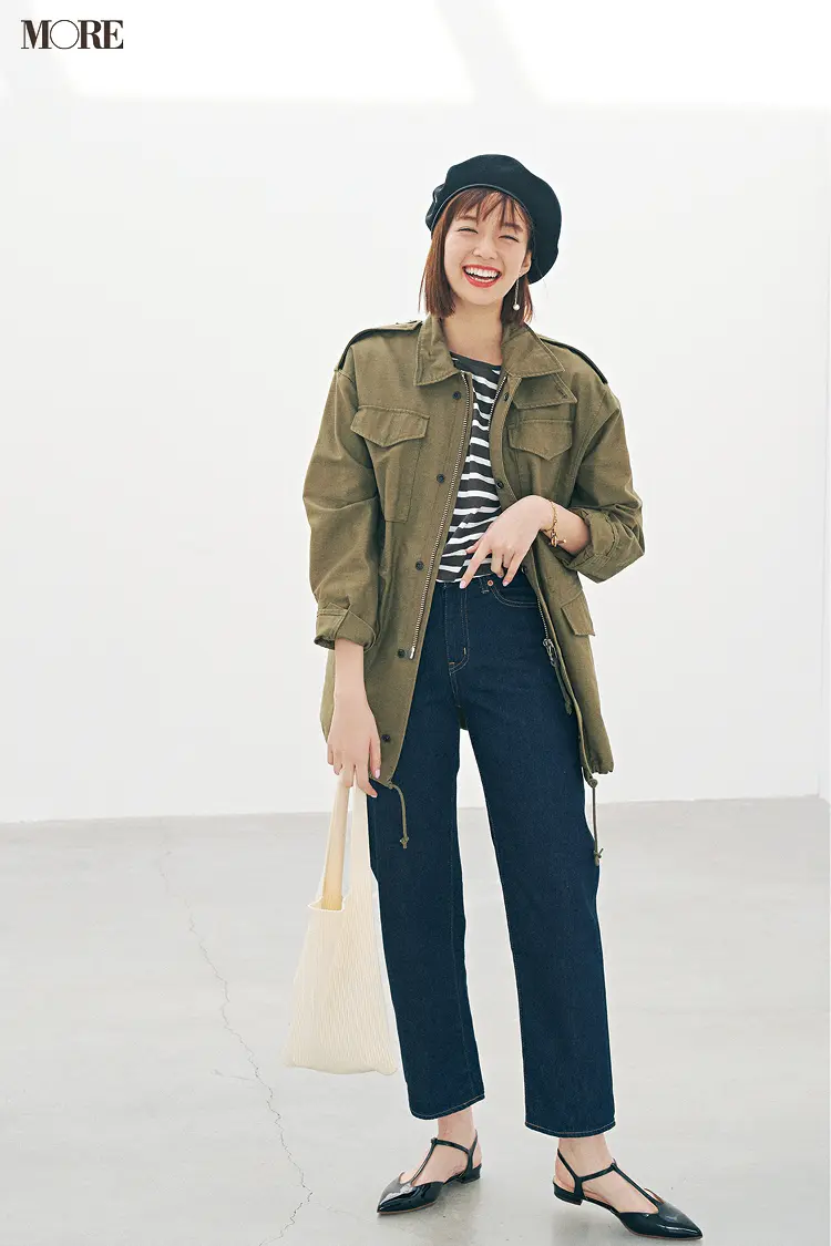 【今日のコーデ】<佐藤栞里>大好きなボーダーを新鮮に見せたくて、美脚度抜群のテーパードデニムと一緒に_1