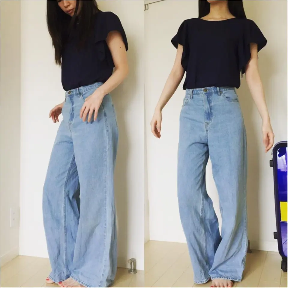 GUのラッフルスリーブブラウスでデニムコーデを女っぽく!_4