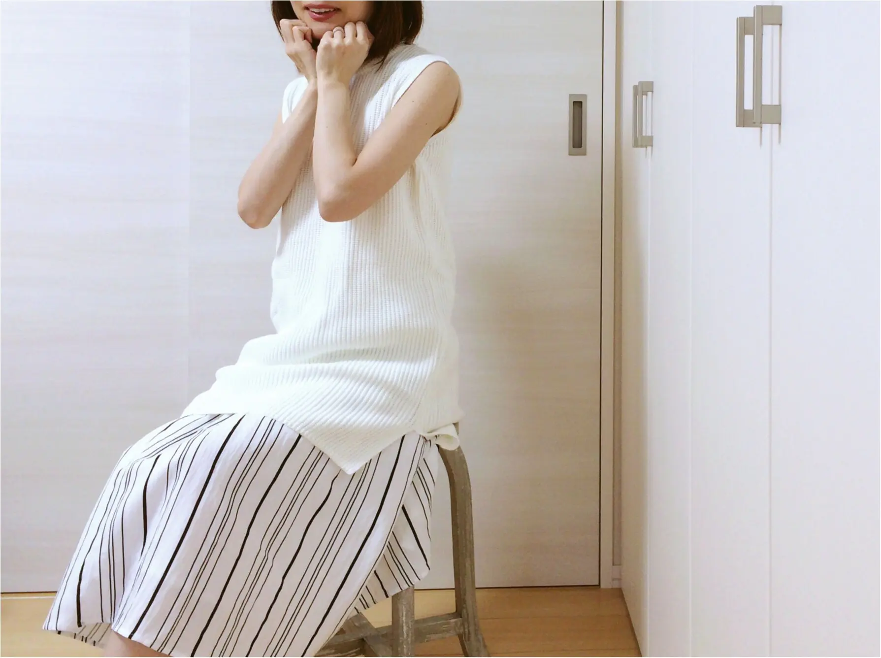 佐藤ありさコラボ服『FlowerDays』流行《ストライプ》リネン風スカートは着回しも着心地も楽チン!_8