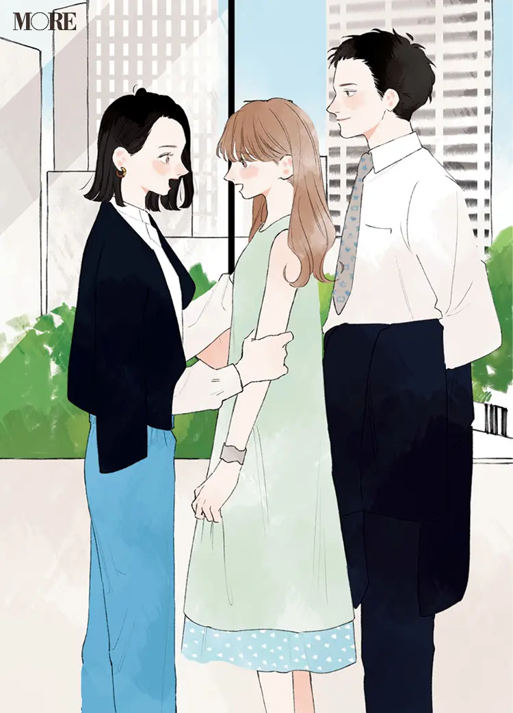 これからもいい関係でいられるように……!同僚3人の恋物語『涼しげ寒色服着回し』20日目_2