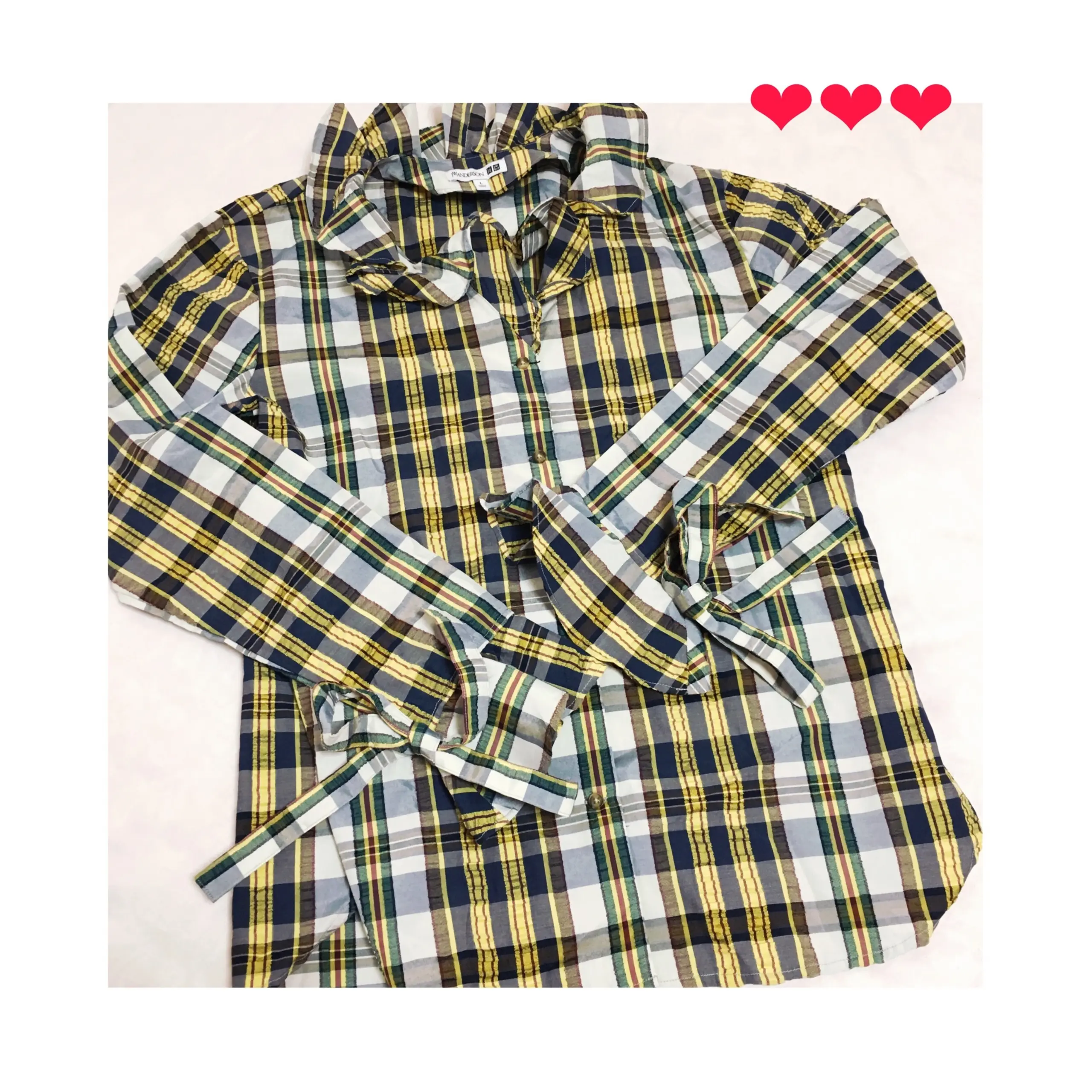 《今回も大注目アイテム多数!》トレンドのカラフルチェック★【UNIQLO】とJW ANDERSONの春夏コレクション*甘すぎない上品ブラウス¥2,990+税をゲットしました✌︎❤️_1