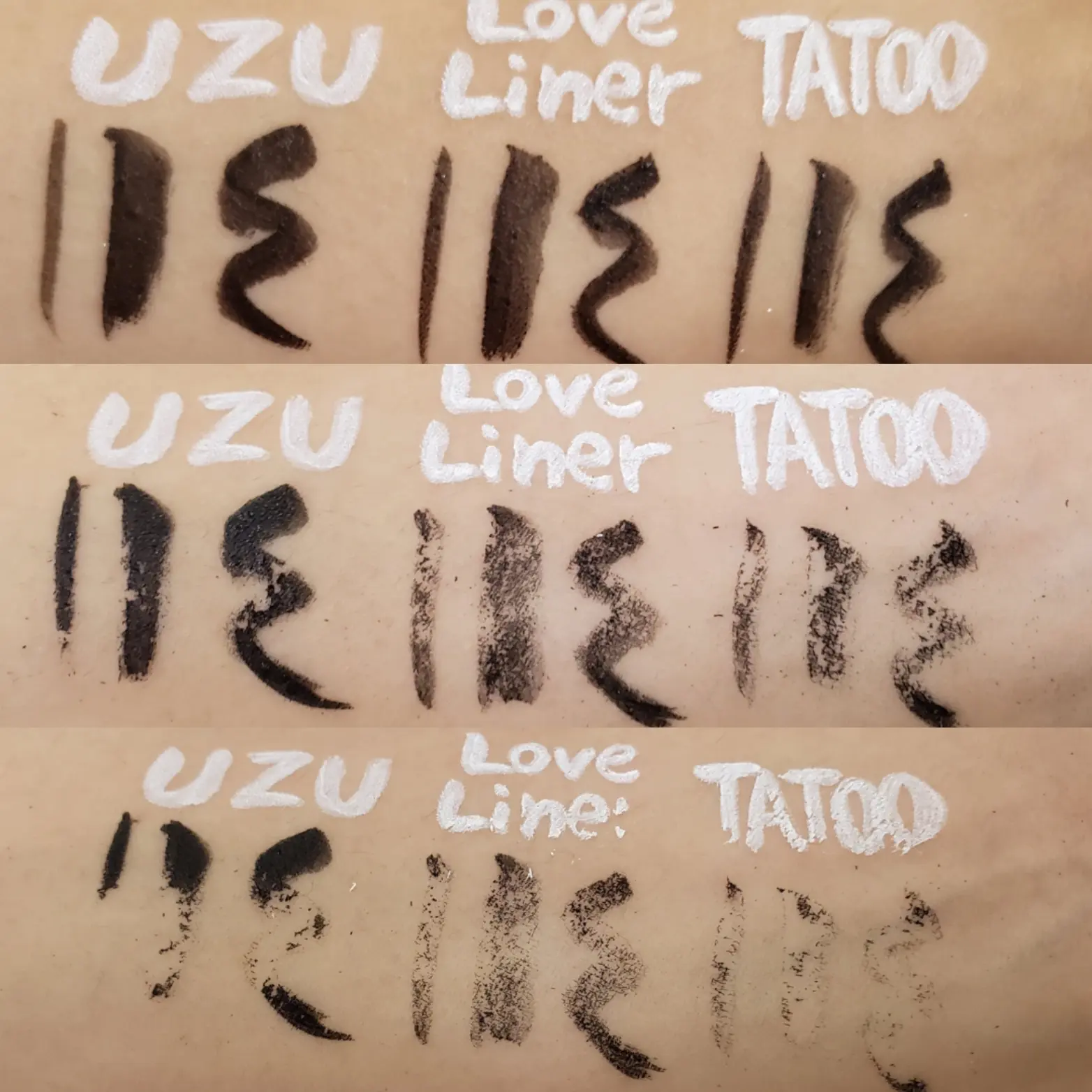 【UZU/LoveLiner/TATTOO】アイライナー発色&耐久比較☆_3
