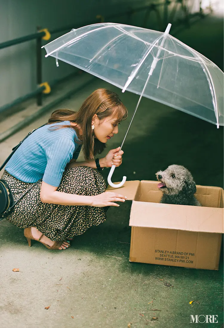 「通勤途中、雨に濡れた子犬が……」。内田理央主演・毎日連載『ミスブラウンの愛され着回し』3日目_1