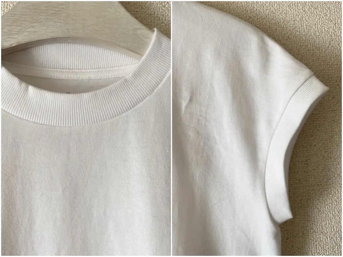 無印良品のオーガニックコットンフレンチスリーブTシャツ白