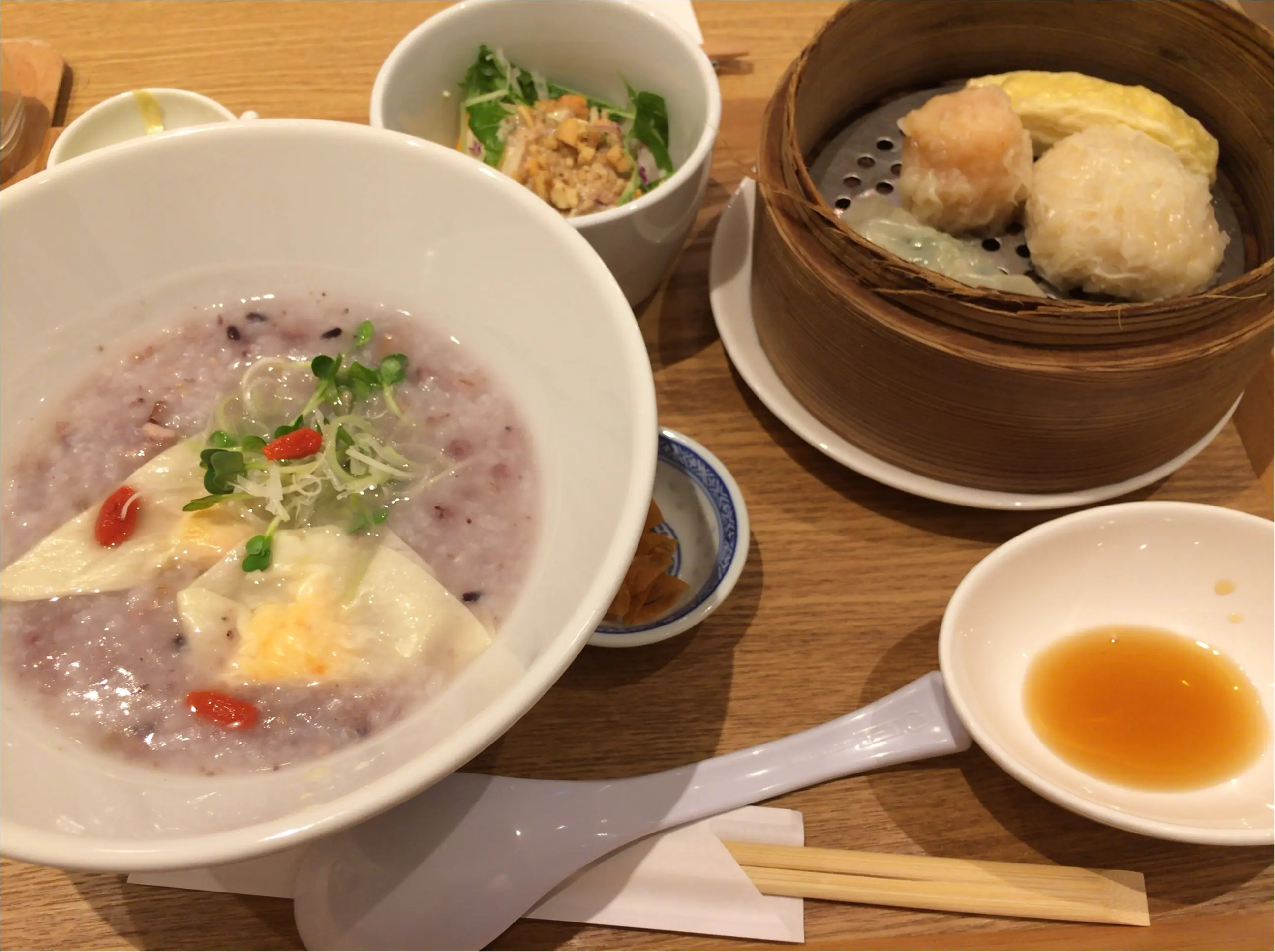女性に大人気!ヘルシー【お粥セット】が味わえる湯葉と飲茶のお店《茶青花》大阪梅田グルメ♡_2
