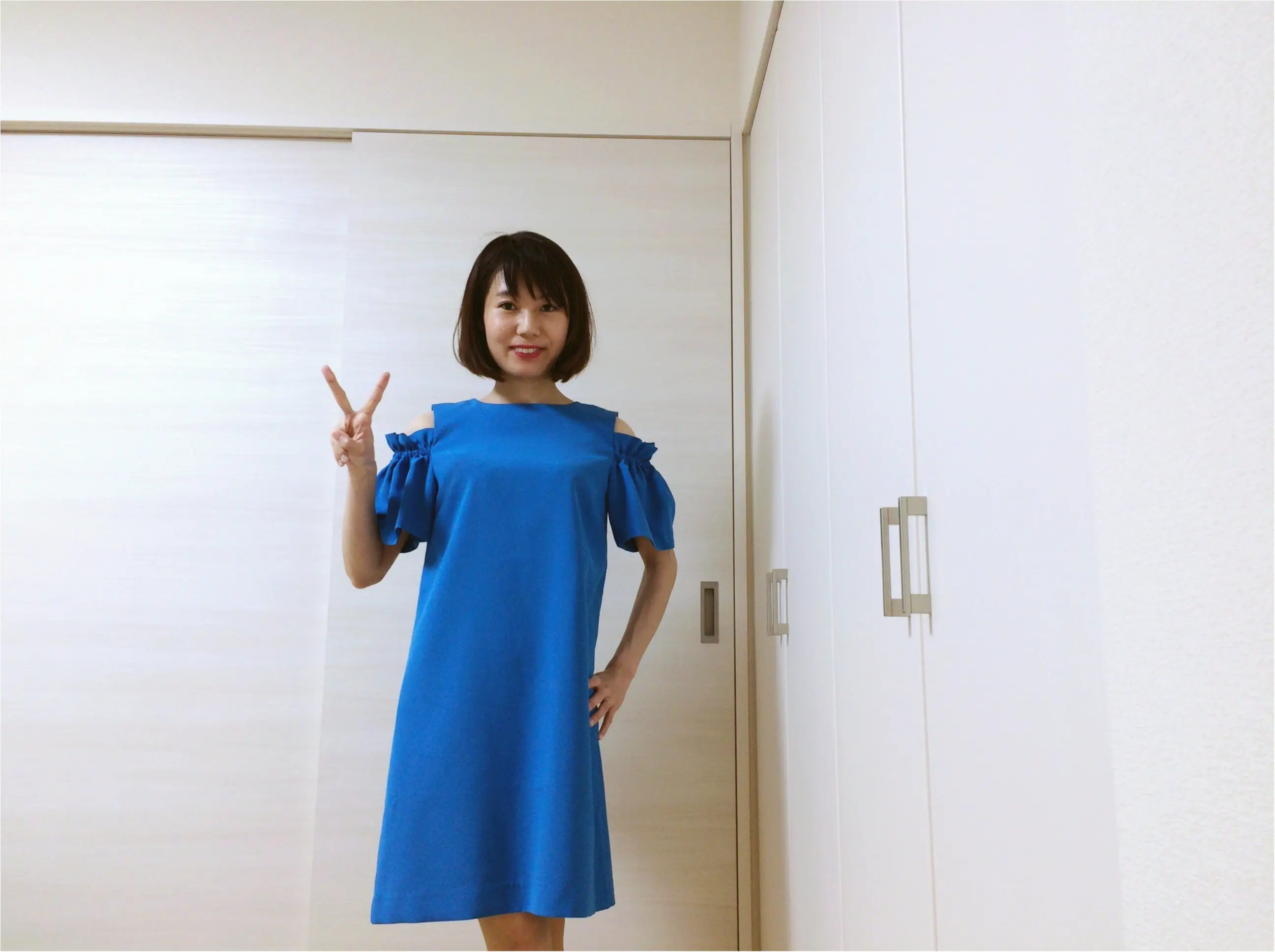 お呼ばれも【きれい色】ショルダーオープンが今どき!《二の腕OK》スカイブルーなワンピースで結婚式へ♡_3