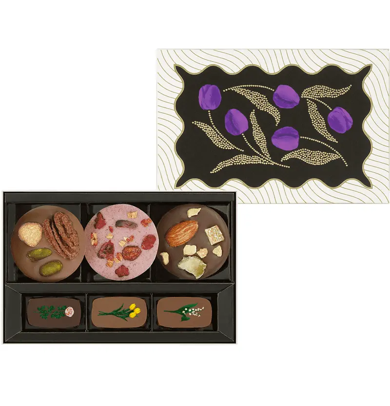 『ルル メリー』の「マンディアンとお花のチョコレート」6個入り