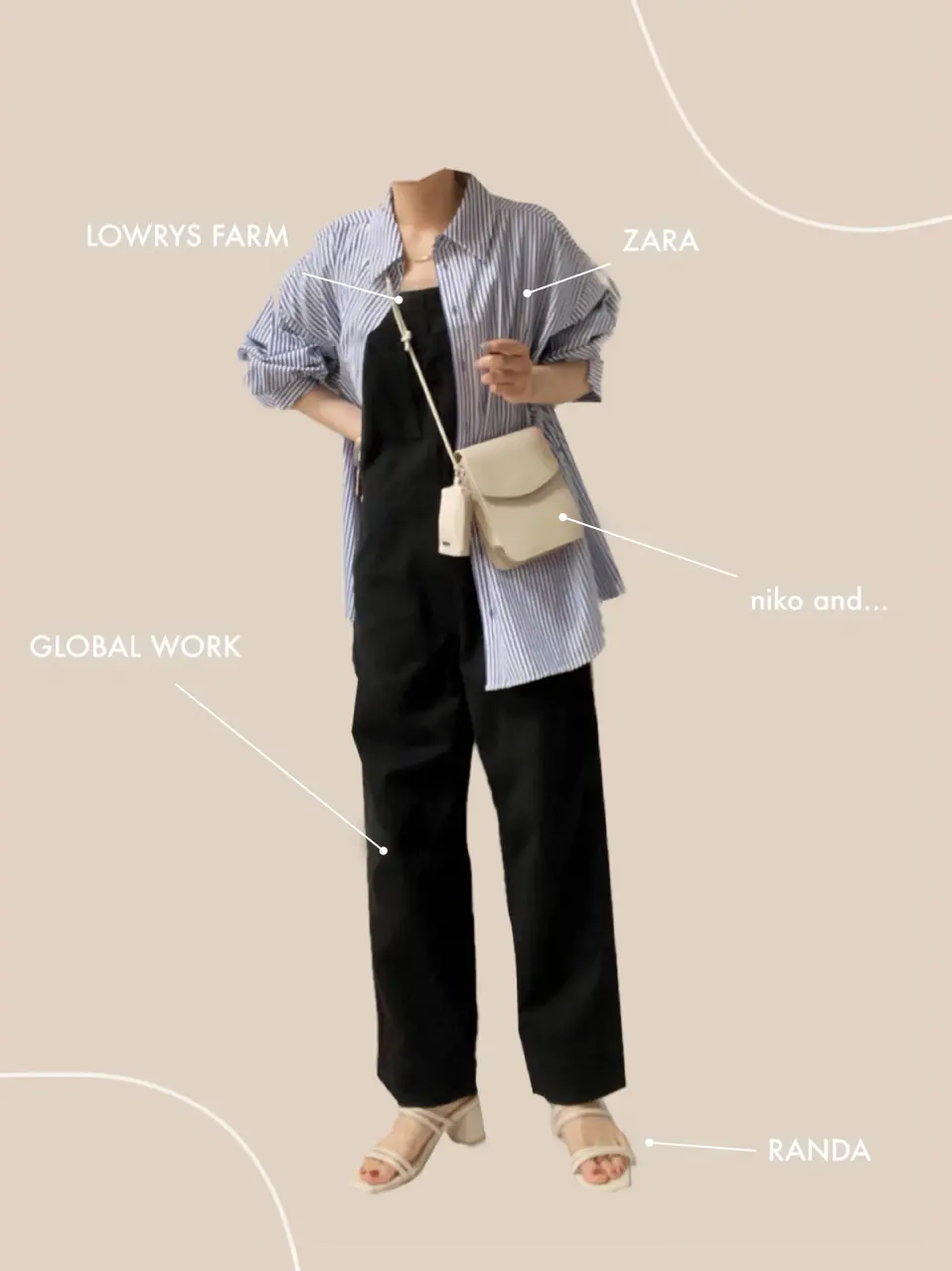 【ZARA】ストライプシャツ着回しコーデ_3