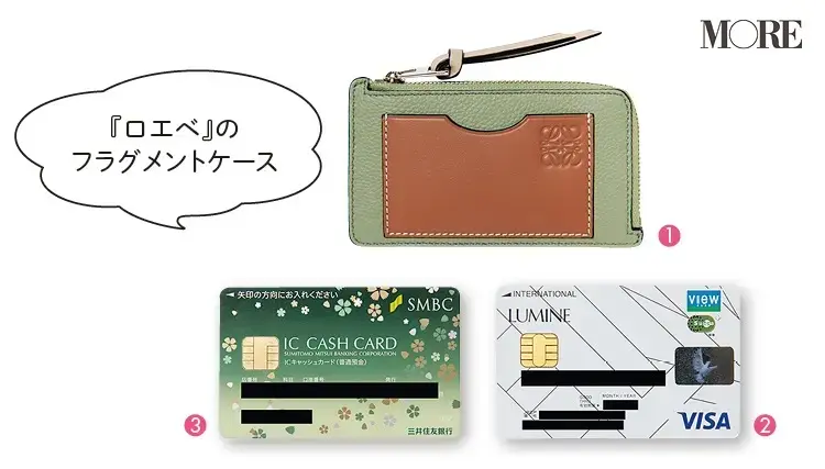 ロエベのフラグメントケースと実際に使用しているクレジットカード