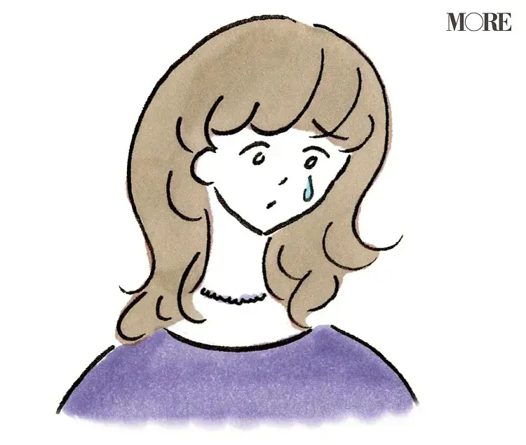 涙を流している女性のイラスト