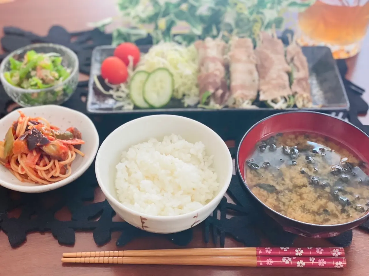 甘辛ピーマンを使った晩ごはん