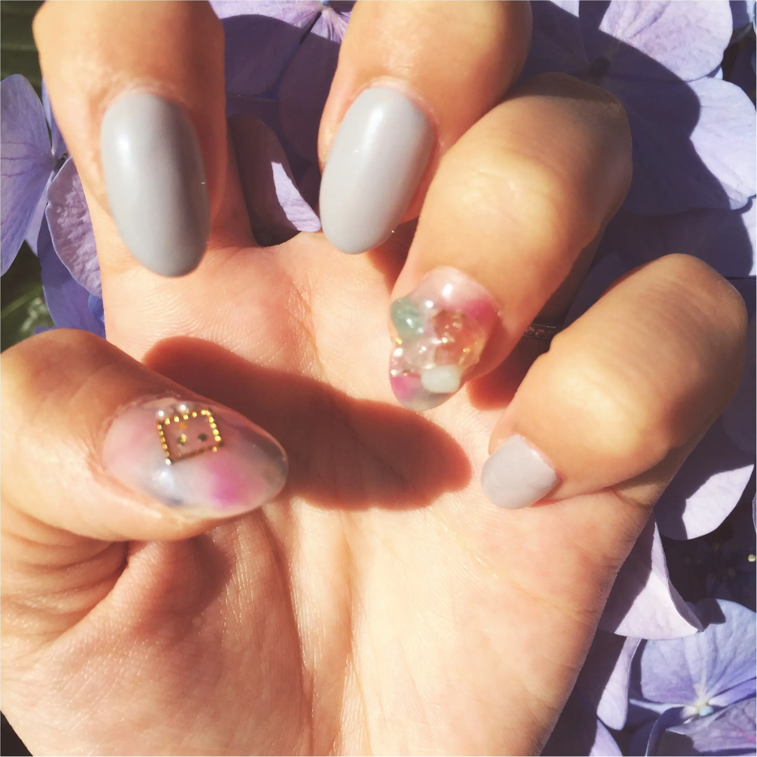 紫陽花×天然石ネイル♡_1