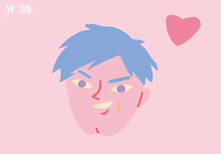 前田豆コさんのイラスト。男性の顔