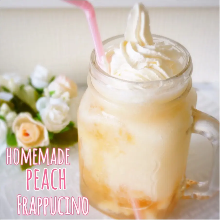 大好きな桃を丸ごと1個!暑〜い日に飲みたい【スタバのピーチフラペチーノ】をお家で再現❤️_3