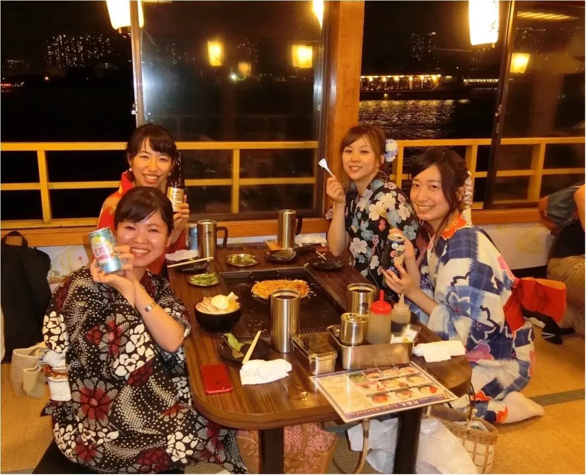 【浴衣で屋形船】お台場の夜景と海を眺めながら♡もんじゃ食べ放題!_10