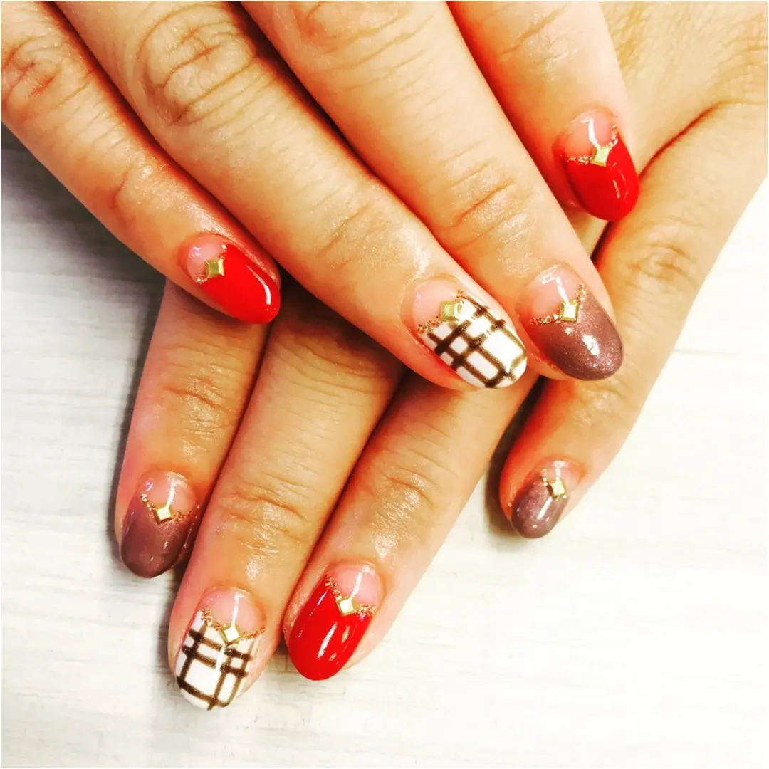 【秋ネイル】♡♡今秋冬トレンドの《チェック柄》をネイルにも取り入れました★_1