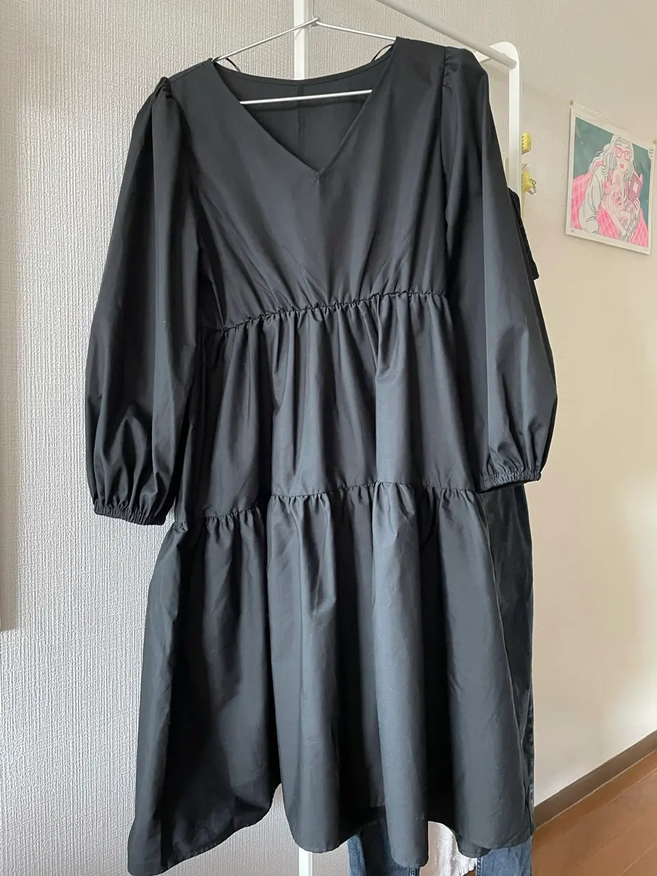 【GU】黒のティアードワンピで大人っぽ春コーデ_1