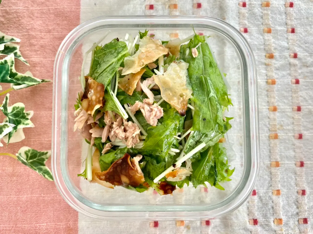 水菜とツナのパリパリサラダ