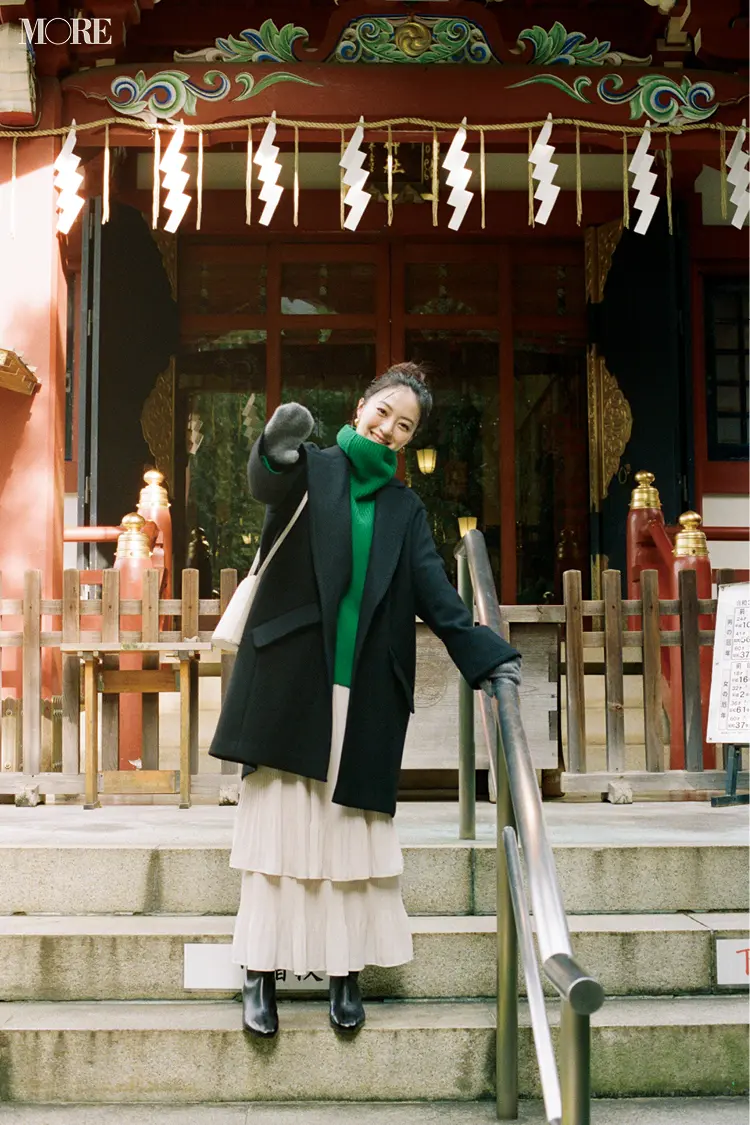 【今日のコーデ】＜逢沢りな＞2022年がスタート！晴れやかなグリーンニットで初詣へ ファッション（コーディネート